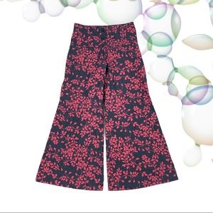 Olkapolka Flare Denim Floral Pants